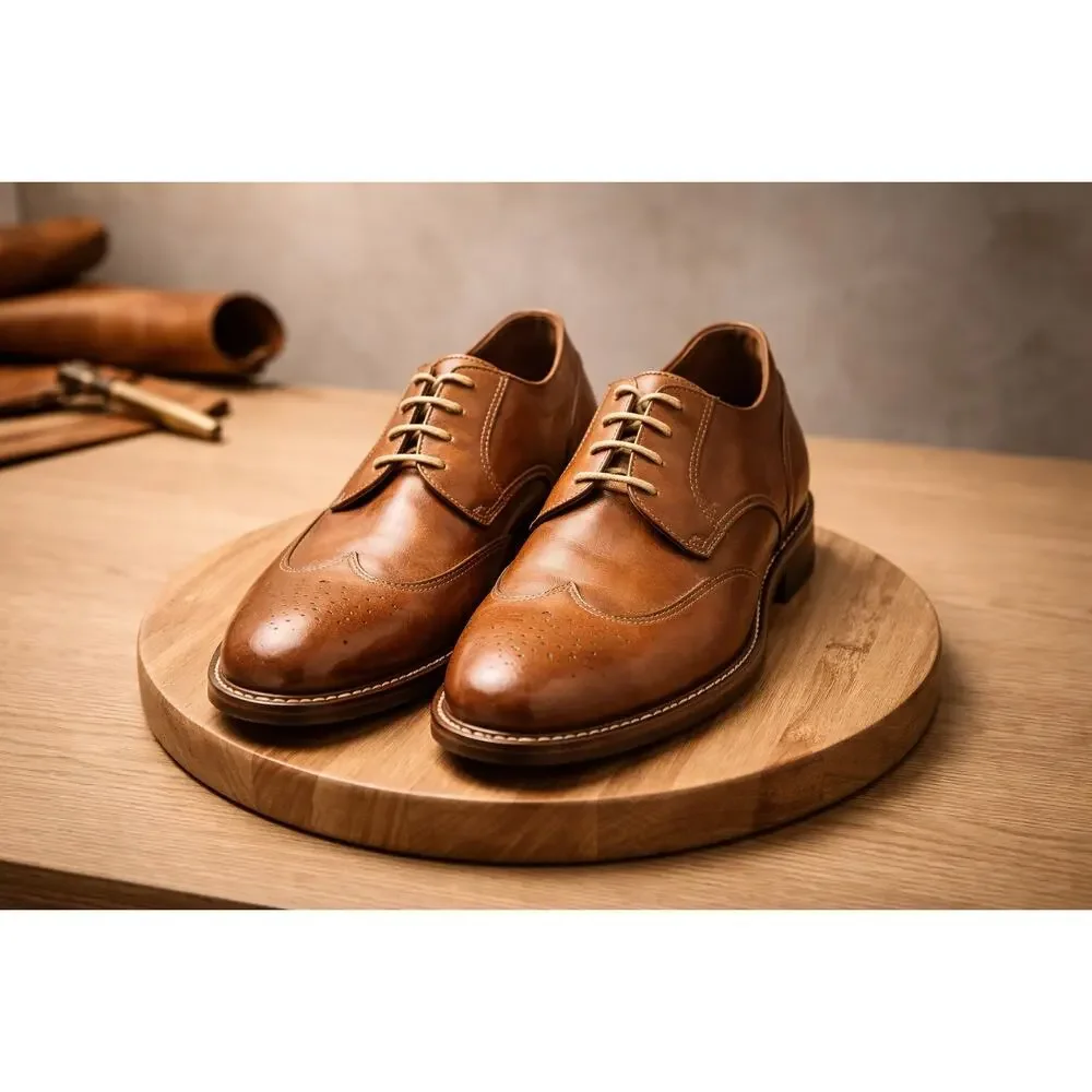 Banana Republic Leather Wingtip Brown Dress Shoes Perforated Mens Size 8.5M Read